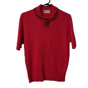 Vintage 50s Sir John Dupont Orlon Angora Mills Sweater Top Womens S Red Knit 60s
